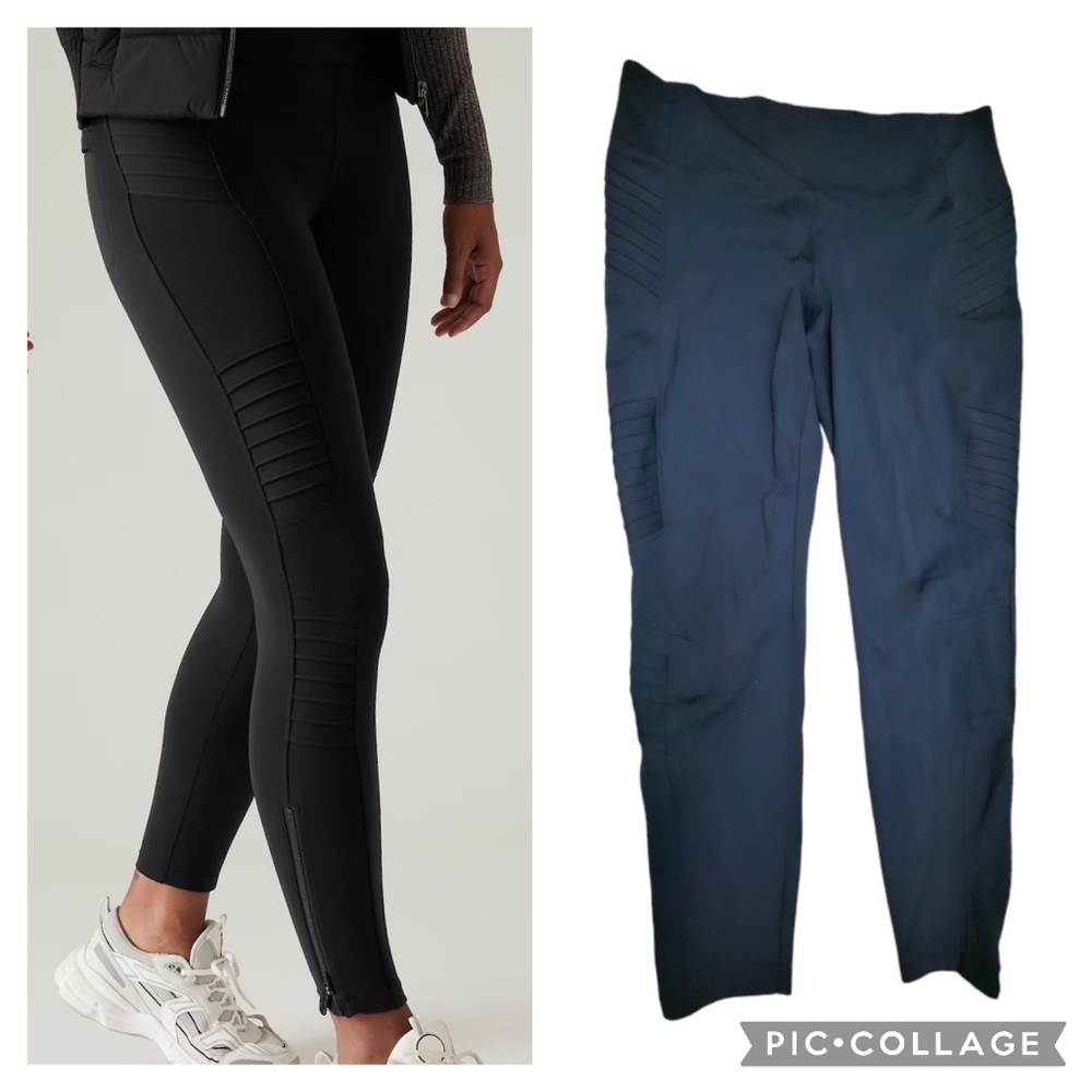 Athleta Delancey Moto-Style Performance Leggings - Black